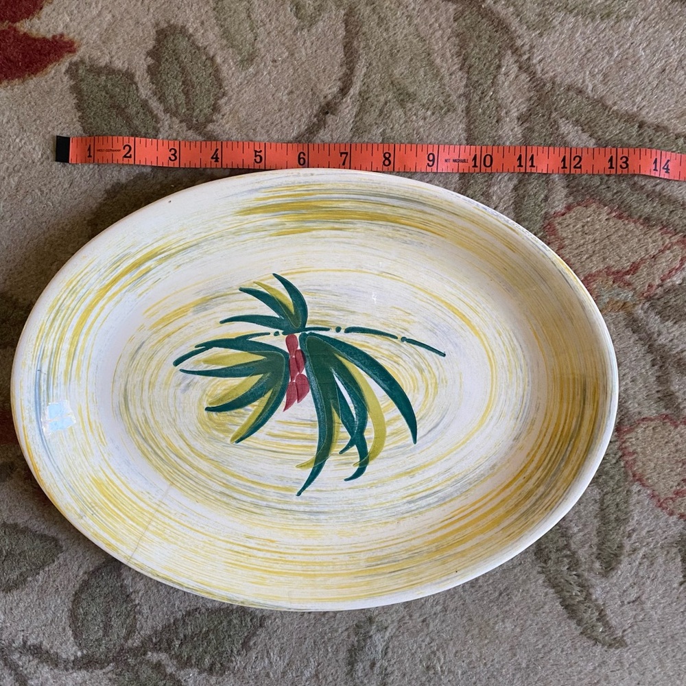 Vintage ‘40s Shadow Leaf Vernonware California handpainted serving dish